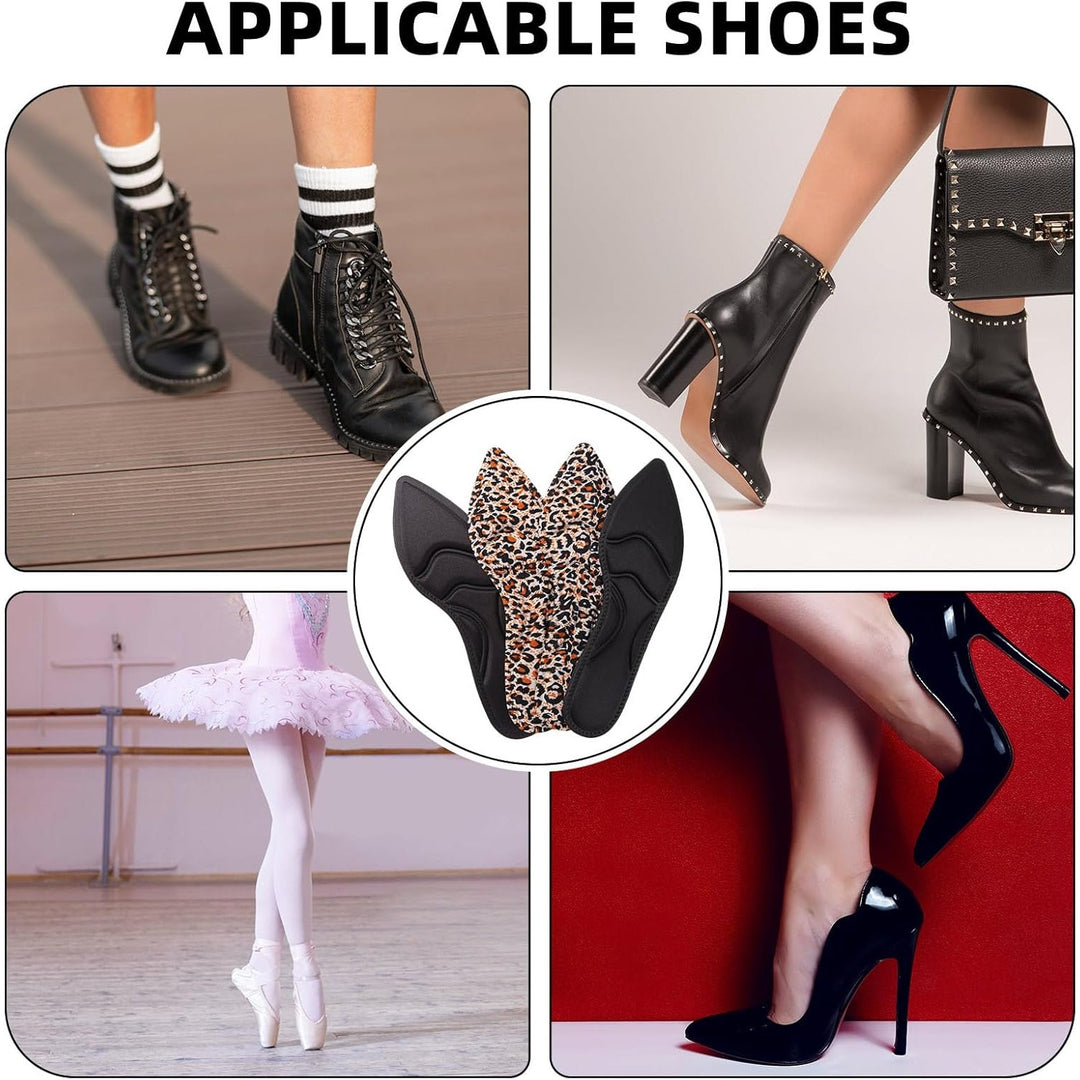 New 3 Pairs Womens Size 4-10 Black Leopard Breathable High Heel Insole Shoe Pads