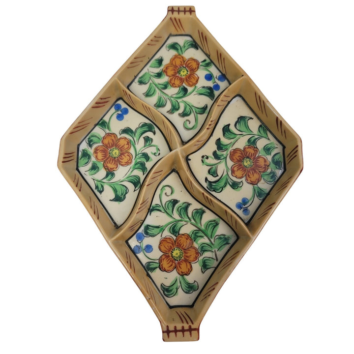 Vintage Japan Hand-Painted Floral Divided Fine China Dish, 10 × 7 Inches