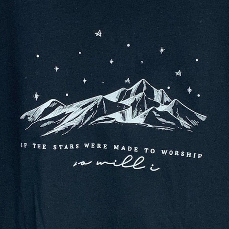 New Handprinted Womens XL If The Stars Were Made To Worship So Will I Tee Shirt