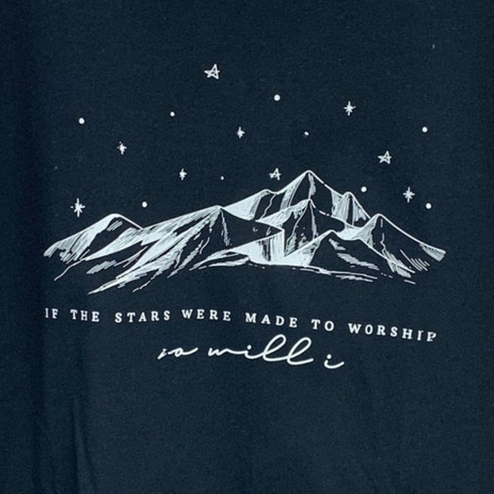 New Handprinted Womens XL If The Stars Were Made To Worship So Will I Tee Shirt