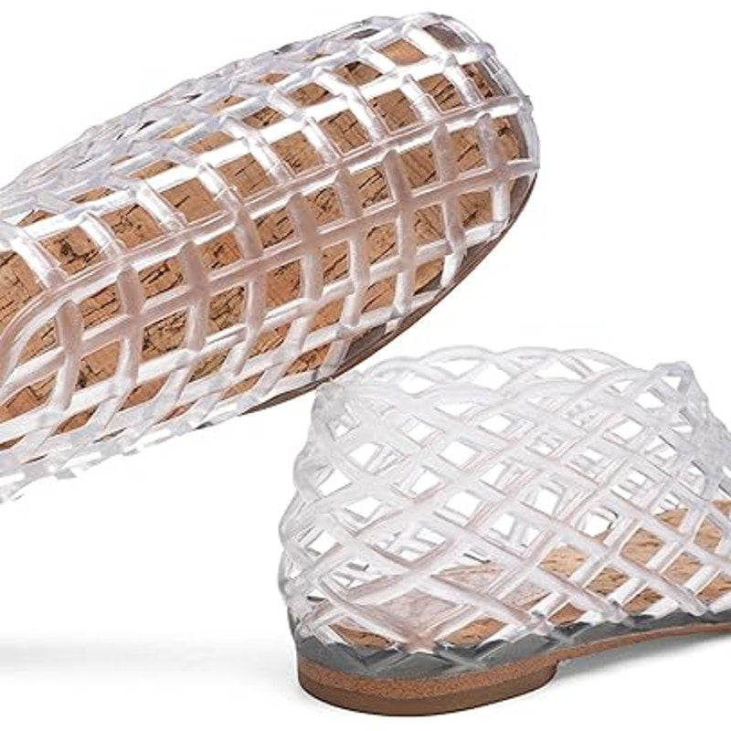 New Womens Size 10 Clear Jelly Slide On Low Heel Sandals Mesh Sandals Shoes