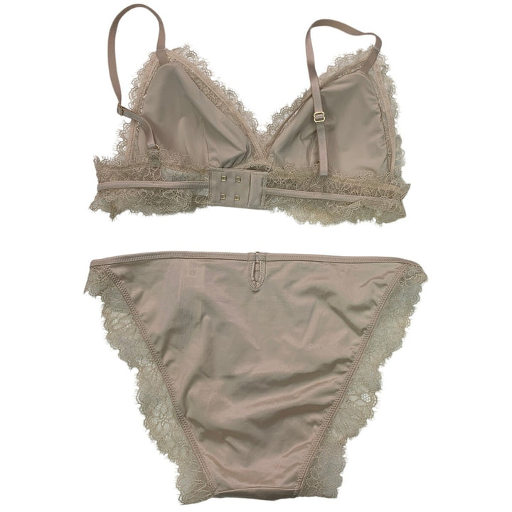 New Aerie Womens Small Wire Free Padded Back Clasp Bra Lace Bikini Underwear Set