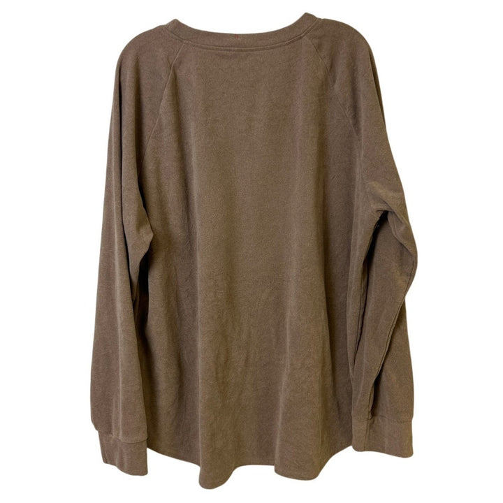 Upcycled Hand Printed Womens 2XL Rustic Pinecone Long Sleeve Light Sweatshirt