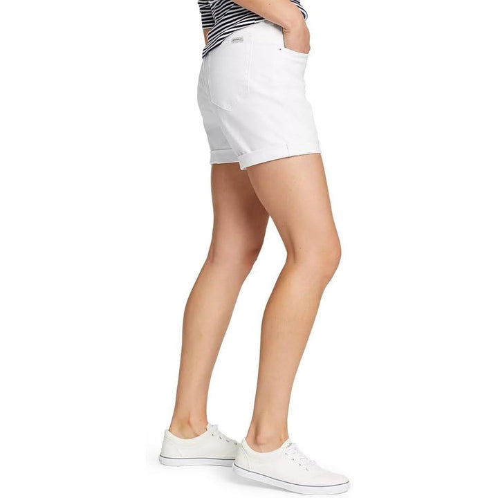 New Eddie Bauer Womens Size 6 White Boyfriend Relaxed Fit Rolled Denim Shorts