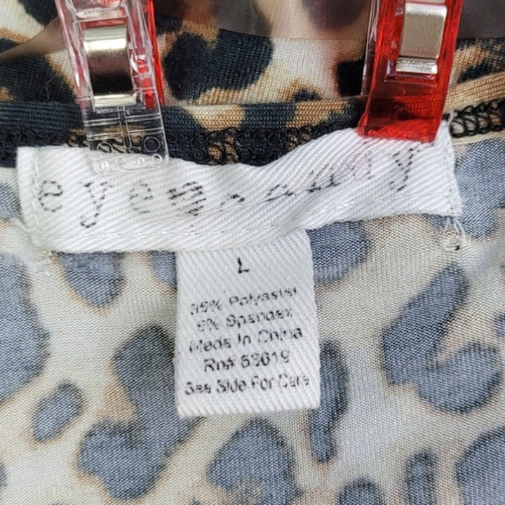 Eye Candy Womens Large Leopard Print Short Sleeve V Neck Faux Wrap Top