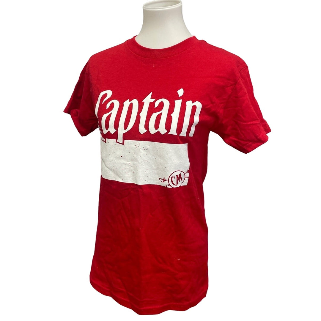 New Captain Morgan Mens Red 100% Cotton Short Sleeve Crew Neck Tee Shirt
