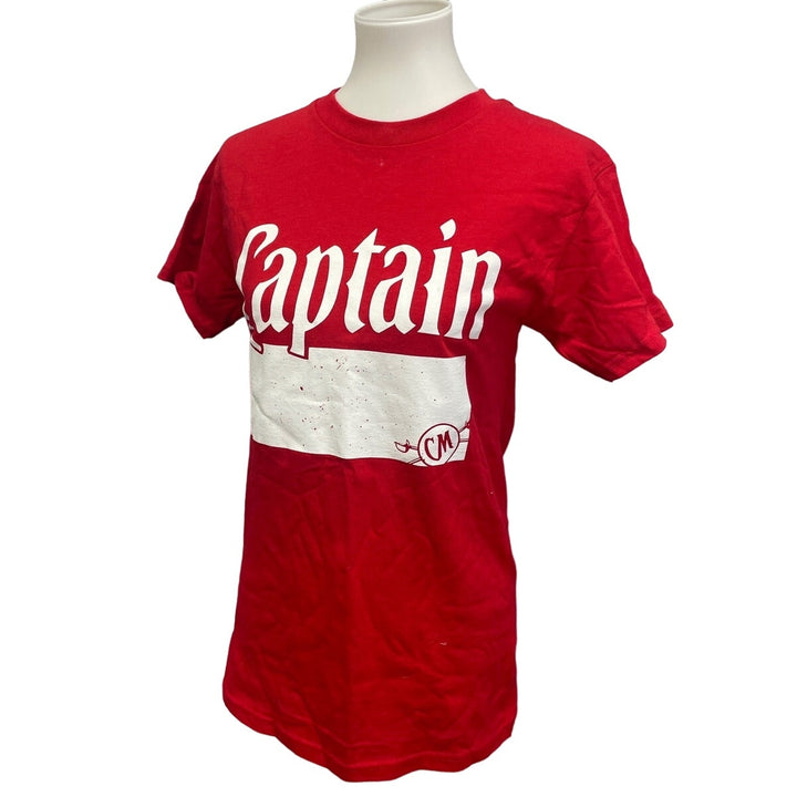 New Captain Morgan Mens Red 100% Cotton Short Sleeve Crew Neck Tee Shirt