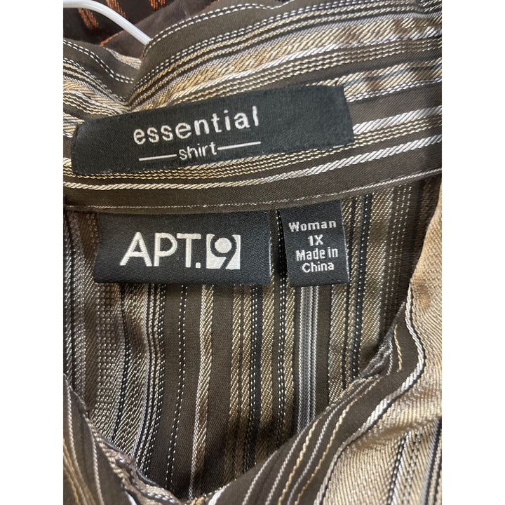 Lot of 2 Apt 9 Womens 1X 3/4 Sleeve PolyCotton Essential Button Down Shirts