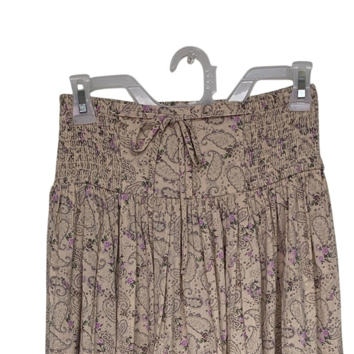 New Aerie Womens Small Floral Paisley Drawstring Waist Long Flowy Skirt
