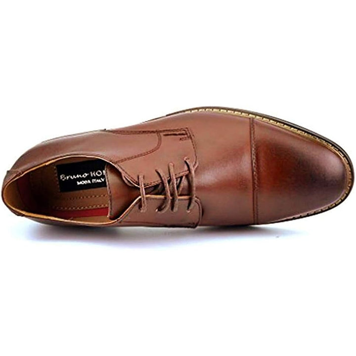 Bruno Marc Mens 13W Wide Brown Faux Leather Lace Up Classic Oxford Wingtip Shoes