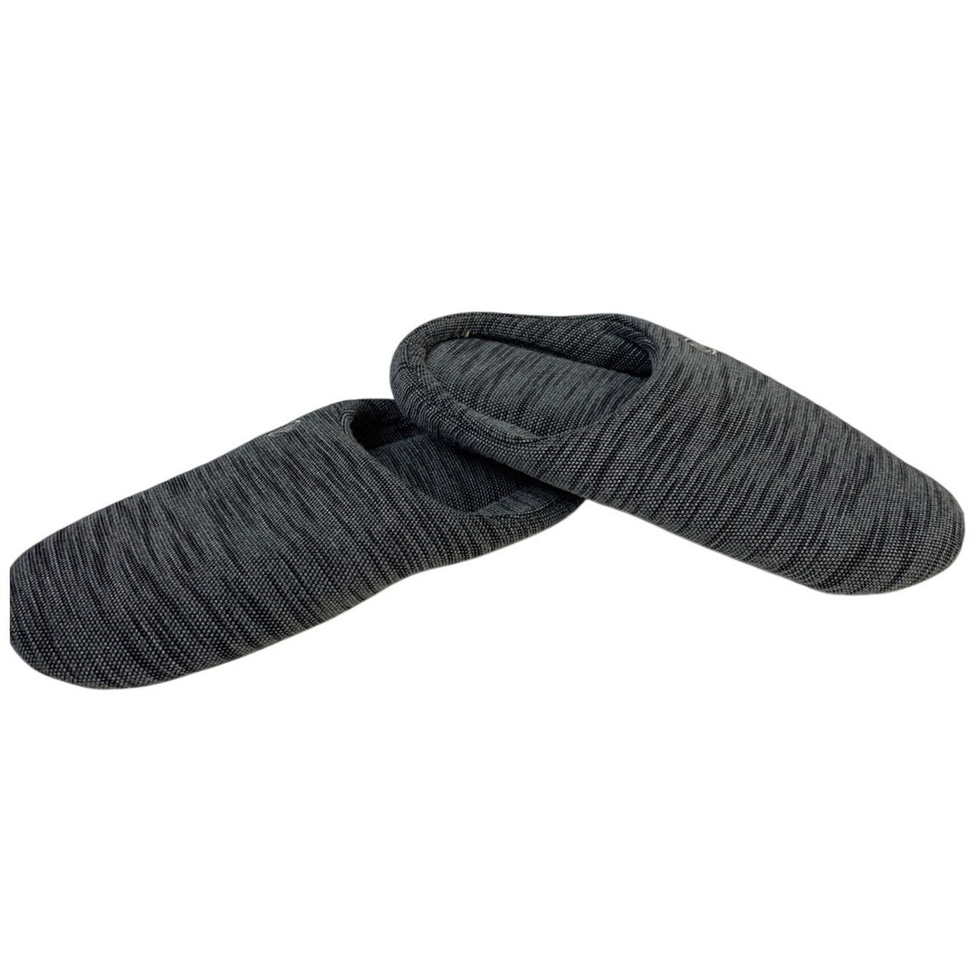 Mens Size 9-10 Gray Heathered Slippers Round Toe Slip On House Shoes