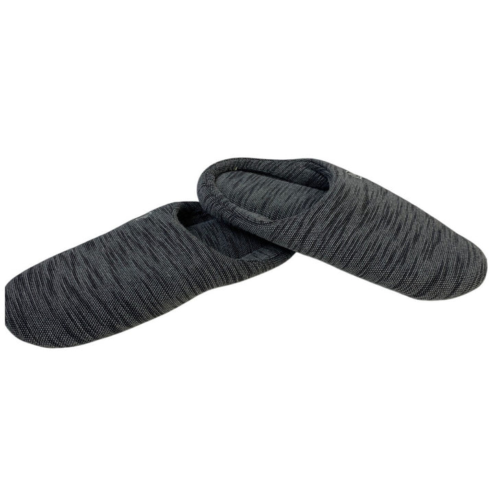 Mens Size 9-10 Gray Heathered Slippers Round Toe Slip On House Shoes