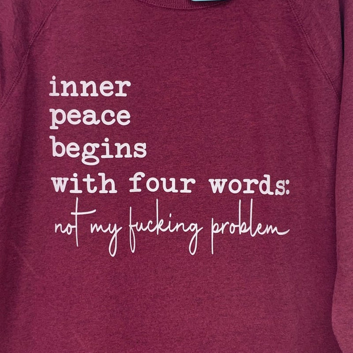 Upcycled Handprinted Womens Small Inner Peace Begins With Oversized Sweatshirt