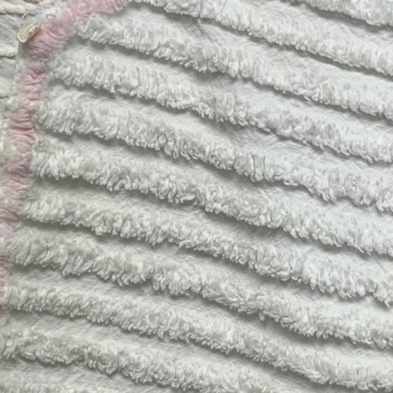 Vintage Handmade Ribbed Cotton Blend Fuzzy Stripe Baby Open Front Gown