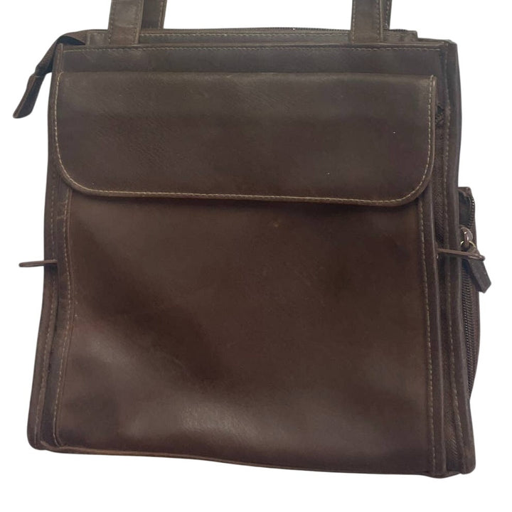 Brown Rosetti New York Faux Leather Brown Vinyl Double Handle Handbag Purse Bag
