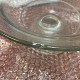 Vintage Etched Floral Footed Heavy Glass Table Centerpiece Serving Bowl w Chip
