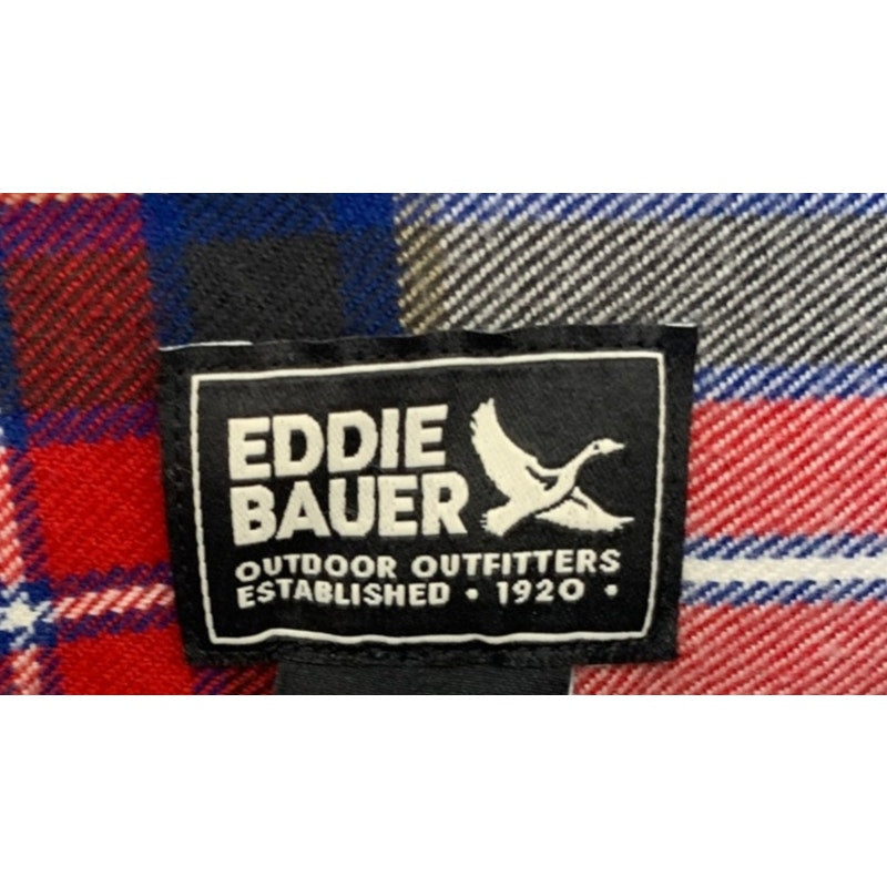 New Eddie Bauer Womens Stines Favorite Red Blue Plaid Flannel Long Sleeve Shirt