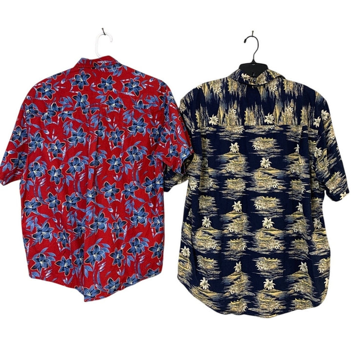 Lot of 2 Natural Issue Mens Large Floral Plam Tree Short Sleeve Button Up Shirts