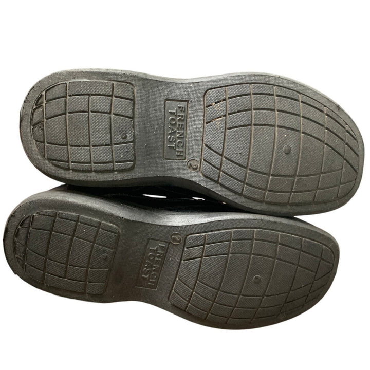 French Toast Boys Size 2 Black Faux Leather Slip On Loafers Non Skid Shoes