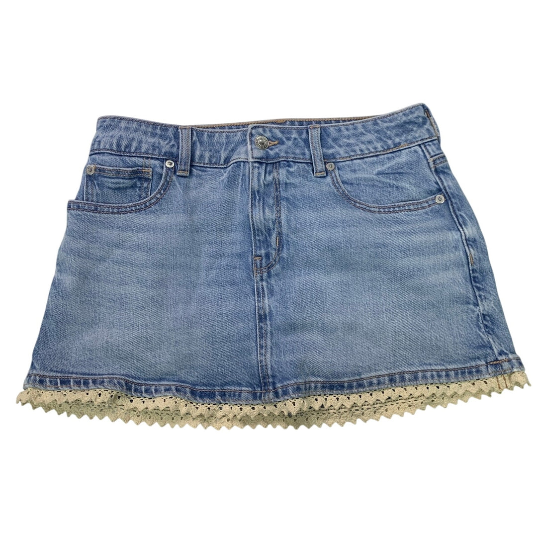 New American Eagle Womens 8 Medium Stretch Crochet Denim Micro Skort w Top