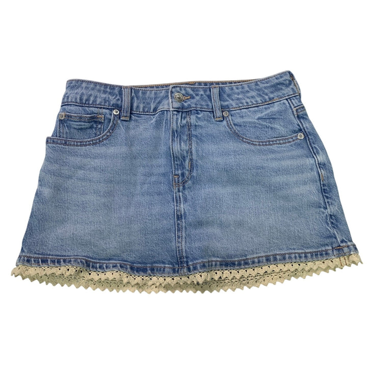 New American Eagle Womens 8 Medium Stretch Crochet Denim Micro Skort w Top