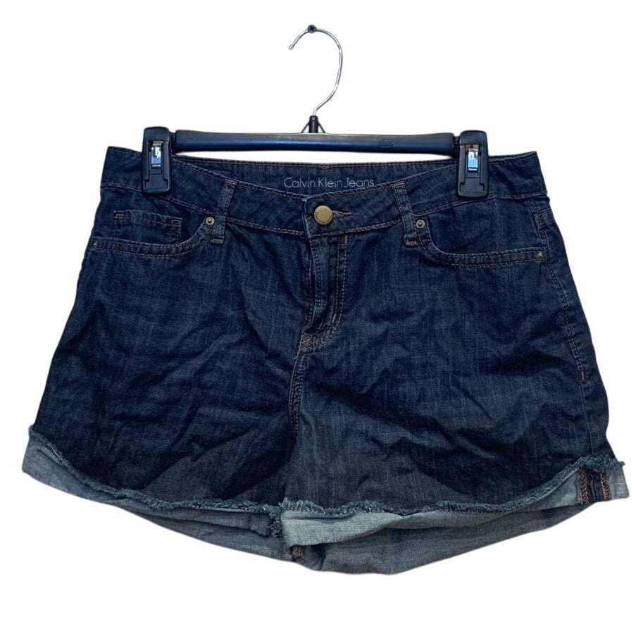 Clavin Klein Size 6 Cutoff Sewn Cuff Dark Wash 100% Cotton Short Jean Shorts