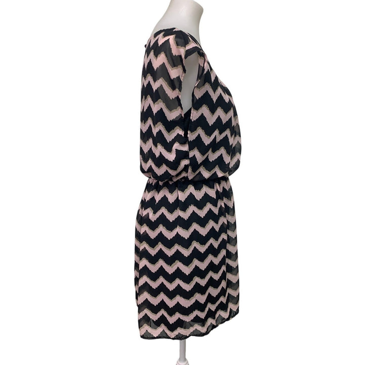 Lily Rose Womens Large 100% Polyester Chevron Stripe Sleevless Blouson Dress