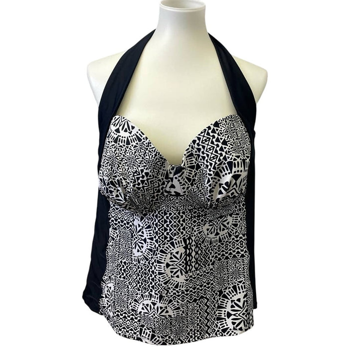 Catalina Womens Plus Size 2X Geometric Neck Tie Swimming Swimwear Top ONLY