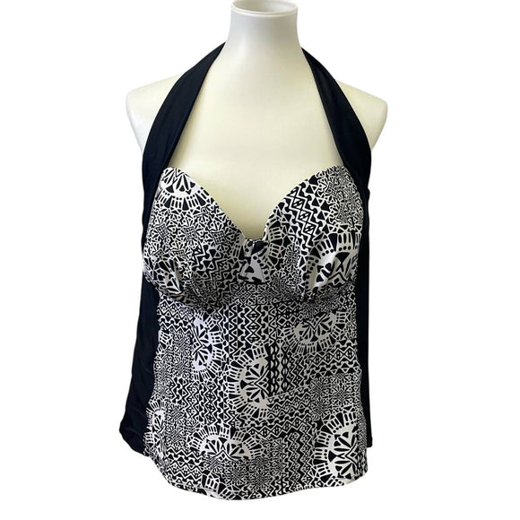 Catalina Womens Plus Size 2X Geometric Neck Tie Swimming Swimwear Top ONLY
