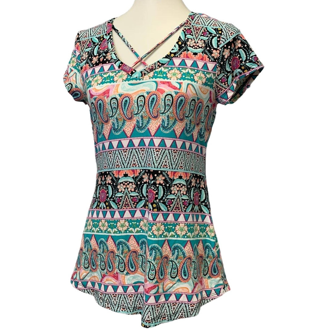 Joe Boxer Ladies Medium Super Soft Boho Floral Print Polyester Blend Long Tee