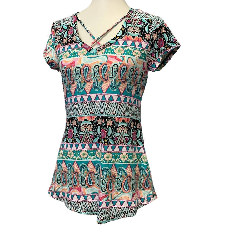 Joe Boxer Ladies Medium Super Soft Boho Floral Print Polyester Blend Long Tee
