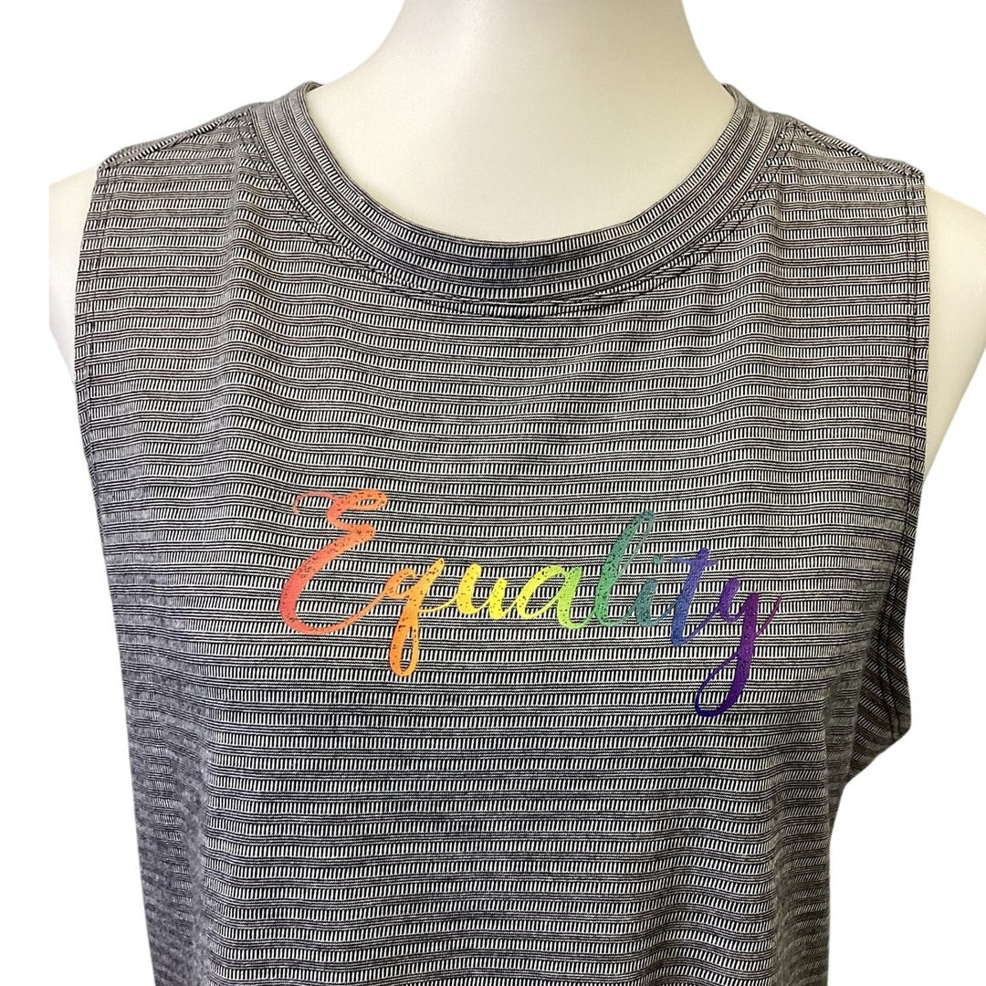 Hand Printed Upcycled Womens Large Equality Rainbow Pride Sleeveless Tank Top