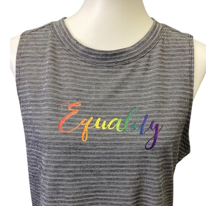 Hand Printed Upcycled Womens Large Equality Rainbow Pride Sleeveless Tank Top