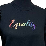 Hand Printed Upcycled Womens Small Equality Rainbow LGBTQ Pride Sweatshirt