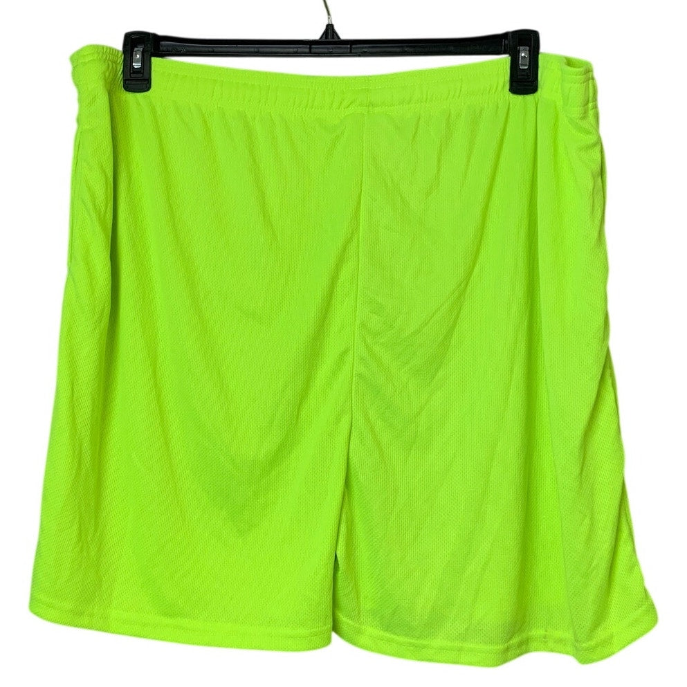 Realessentials Womens 3X Neon Yellow Drawstring Elastic Waist Athletic Shorts