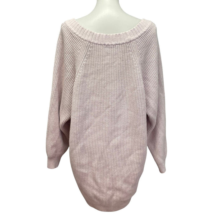 Express Women Large Deep V-Neck Long Sleeve Cotton Acrylic Knit Pullover Sweater