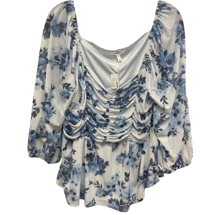New Maurices Lot of 2 Womens Medium Long Sleeve Floral Ruched Front Blouse