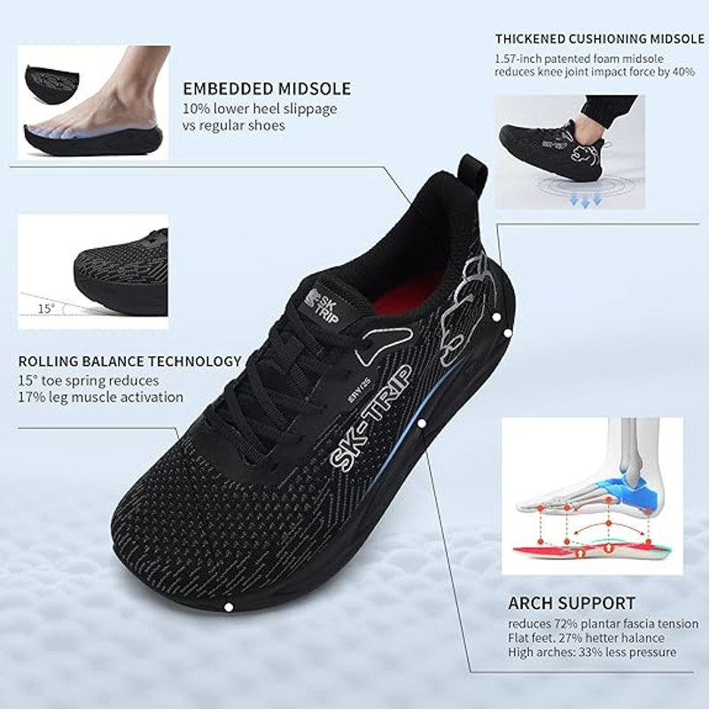 New SK-Trip Men Size 12 Black Mesh Barefoot Wide Toe Box Zero Drop Walking Shoes