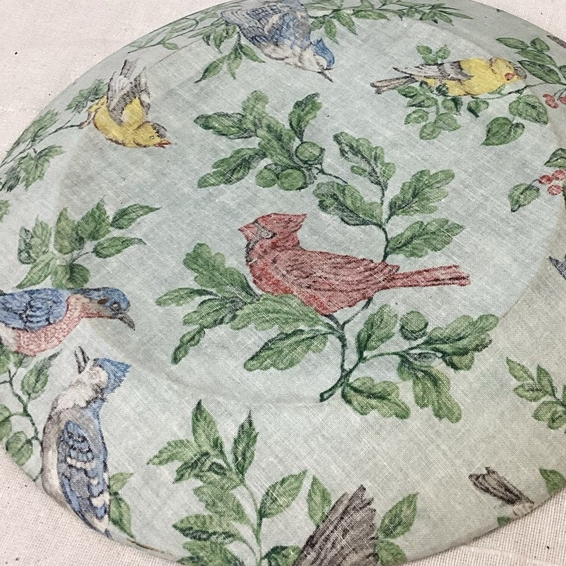 Handmade Cardinal Bluebird Goldfinch Decoupage Fabric on Back of Glass Plate