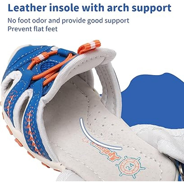 Apakowa Little Boys Girls Size 9 Blue Orange Closed Toe Sport Beach Sandals