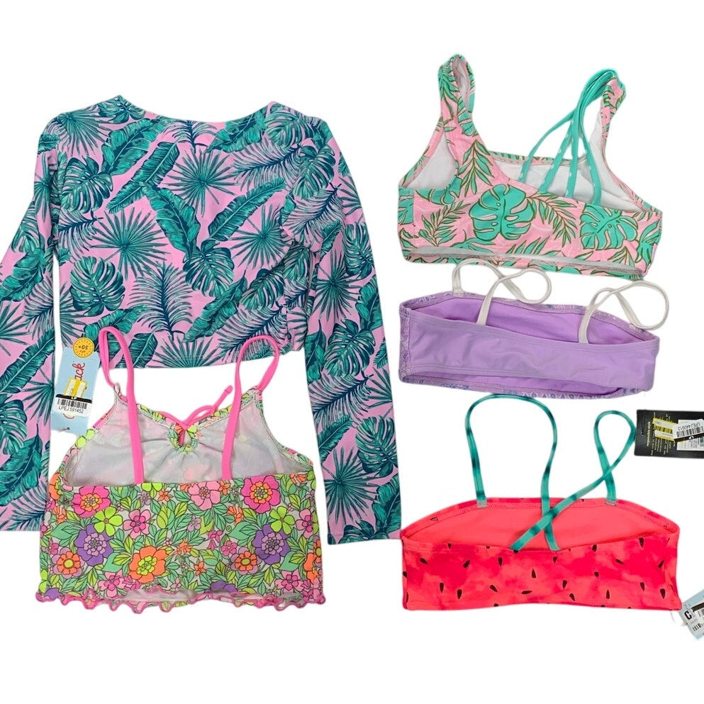 Lot of 5 Art Class Cat &amp; Jack Girls Medium Floral Tropical Bikini Swim Tops ONLY