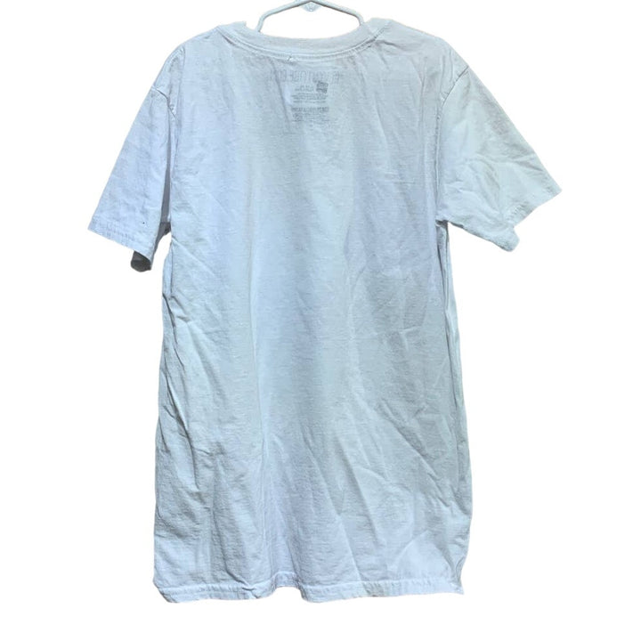 Hand Printed Upcycled Child XL Gray Hawk Crew Neck 100% Cotton Short Sleeve Tee