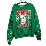 Wound Up Womens XXL Falalala Llama Christmas Snowflake Long Sleeve Sweatshirt