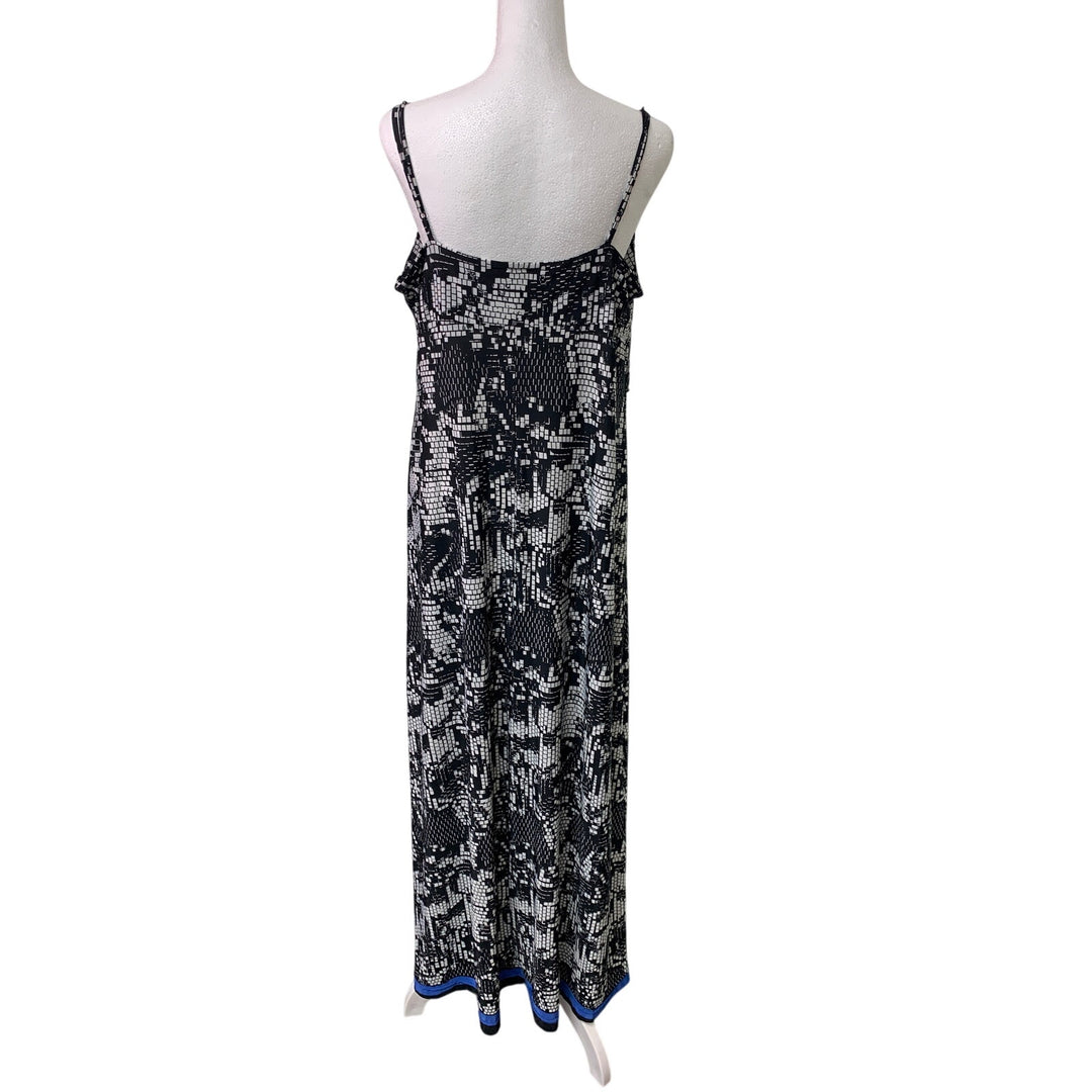 Milano Womens Large Thin Strap Geometric Pattern V Neck Flowy Maxi Dress