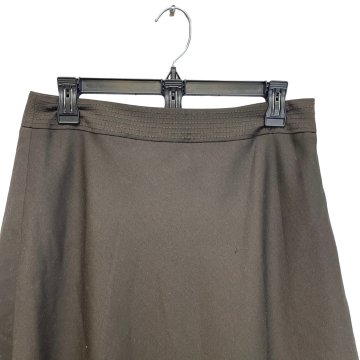 Ann Taylor Womens Size 6 Brown Wool Blend A-Line Side Zip Career Midi Skirt