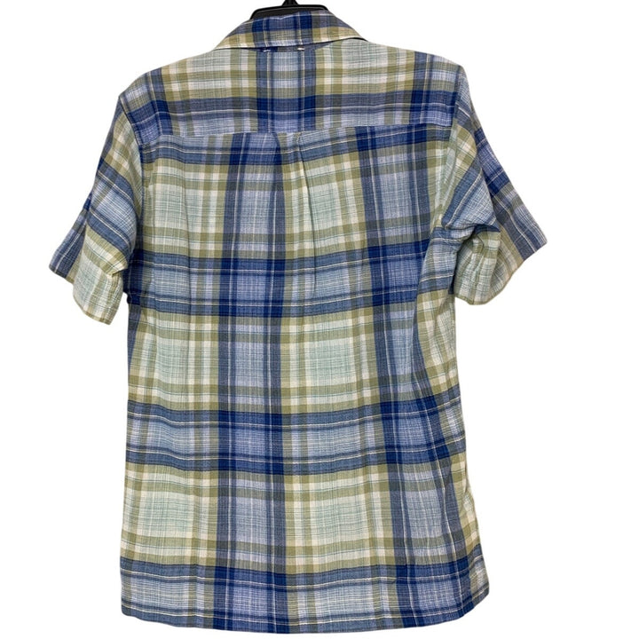 New Eddie Bauer Mens Small Blue Plaid Breezeway Button Casual Short Sleeve Shirt