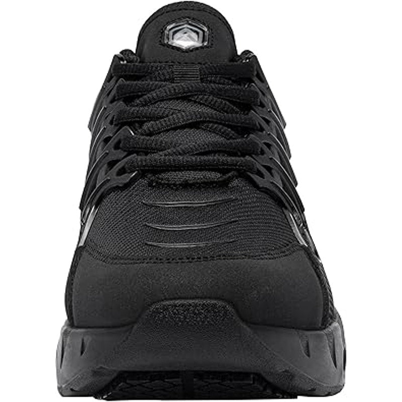 Larnmern Mens Size 8.5 Black Lace Up Air Cushoned Non Slip Work Sneaker Shoes