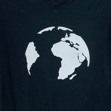 Upcycled Hand Printed Womens XS Black Save the Planet Earth Short Sleeve T Shirt