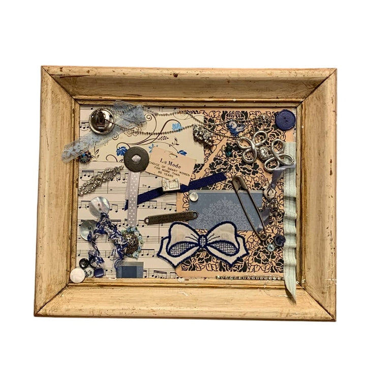 Vintage Handmade Sheet Music Ribbon Mixed Media Loved Upcycled Collage Wall Art