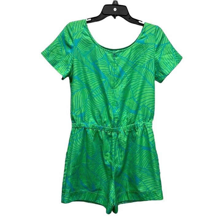 Ann Taylor Loft Womens Size 2 Tropical Cap Sleeve Elastic Waist Romper w Pockets